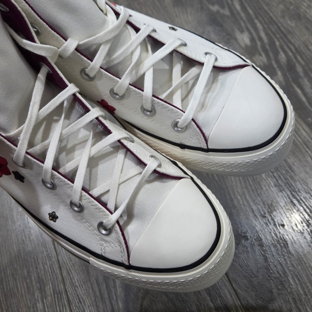 Converse Chuck Taylor Lift Platform Sneakers 10 Embroidered Flowers High Top - Picture 7 of 12
